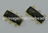 NGC5370 12*30mm - 15*30mm faceted rectangle labradorite connectors