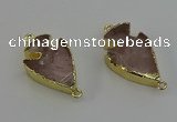 NGC5376 20*35mm - 25*40mm arrowhead rose quartz connectors