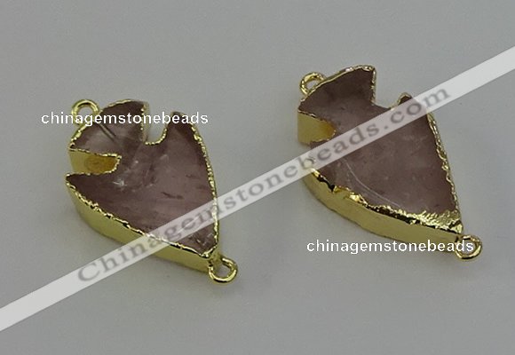 NGC5376 20*35mm - 25*40mm arrowhead rose quartz connectors