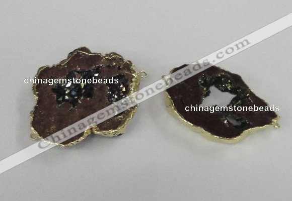 NGC538 25*35mm - 35*45mm plated druzy agate gemstone connectors