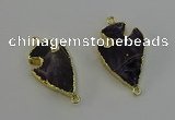 NGC5384 20*35mm - 25*40mm arrowhead amethyst gemstone connectors