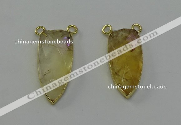 NGC5402 16*35mm - 18*40mm arrowhead citrine gemstone connectors