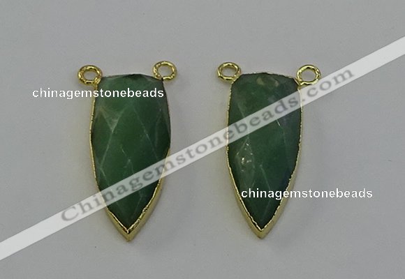 NGC5410 16*35mm - 18*40mm arrowhead green aventurine connectors