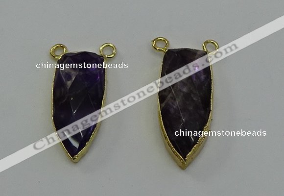 NGC5416 16*35mm - 18*40mm arrowhead amethyst connectors