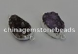 NGC5455 20*25mm - 20*30mm freeform druzy amethyst connectors