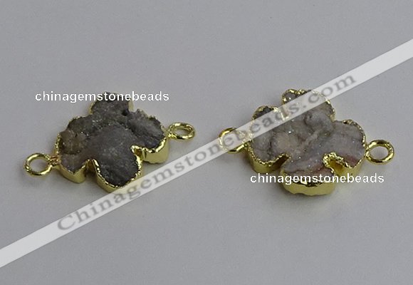 NGC5460 20mm - 22mm flower druzy agate connectors wholesale