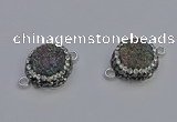 NGC5463 14mm - 15mm flower plated druzy agate connectors wholesale