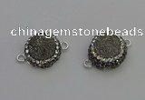NGC5464 14mm - 15mm flower plated druzy agate connectors wholesale