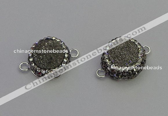 NGC5464 14mm - 15mm flower plated druzy agate connectors wholesale