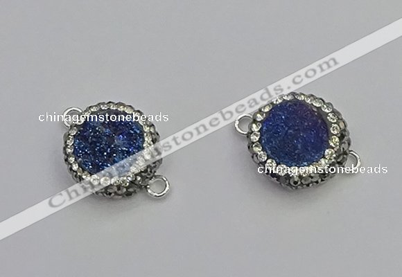 NGC5465 14mm - 15mm flower plated druzy agate connectors wholesale