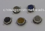 NGC5468 14mm - 15mm flower plated druzy agate connectors wholesale