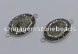 NGC5470 18*25mm oval plated druzy agate gemstone connectors