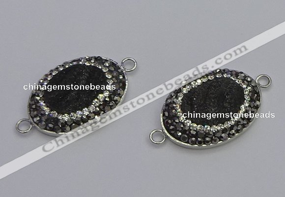 NGC5471 18*25mm oval plated druzy agate gemstone connectors