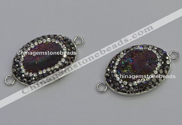 NGC5473 18*25mm oval plated druzy agate gemstone connectors