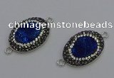 NGC5476 18*25mm oval plated druzy agate gemstone connectors