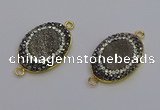 NGC5480 18*25mm oval plated druzy agate gemstone connectors