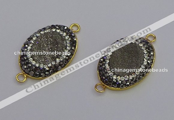 NGC5480 18*25mm oval plated druzy agate gemstone connectors