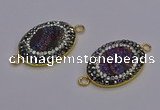 NGC5483 18*25mm oval plated druzy agate gemstone connectors