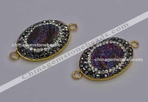 NGC5483 18*25mm oval plated druzy agate gemstone connectors