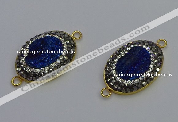 NGC5485 18*25mm oval plated druzy agate gemstone connectors