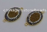 NGC5486 18*25mm oval plated druzy agate gemstone connectors