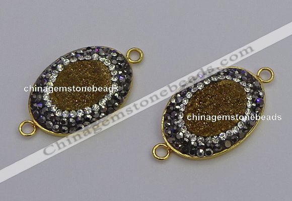 NGC5486 18*25mm oval plated druzy agate gemstone connectors