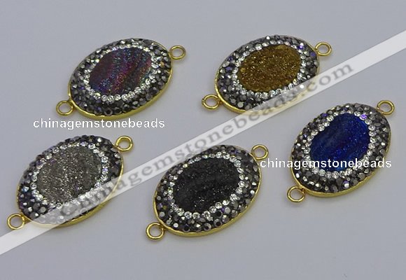 NGC5488 18*25mm oval plated druzy agate gemstone connectors