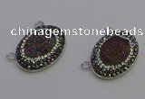 NGC5493 18*25mm oval plated druzy agate gemstone connectors