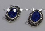 NGC5495 18*25mm oval plated druzy agate gemstone connectors