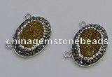 NGC5496 18*25mm oval plated druzy agate gemstone connectors