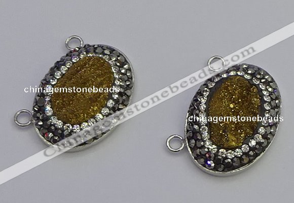 NGC5496 18*25mm oval plated druzy agate gemstone connectors