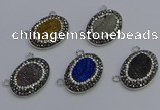 NGC5498 18*25mm oval plated druzy agate gemstone connectors