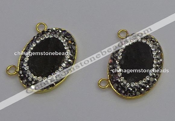 NGC5501 18*25mm oval plated druzy agate gemstone connectors