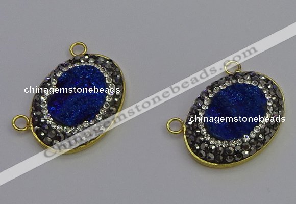 NGC5505 18*25mm oval plated druzy agate gemstone connectors