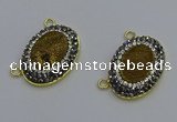 NGC5506 18*25mm oval plated druzy agate gemstone connectors