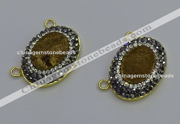 NGC5506 18*25mm oval plated druzy agate gemstone connectors