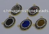 NGC5508 18*25mm oval plated druzy agate gemstone connectors