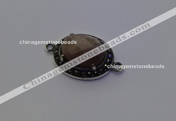 NGC5540 16*20mm oval moonstone gemstone connectors wholesale