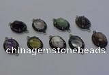 NGC5545 16*20mm oval mixed gemstone connectors wholesale