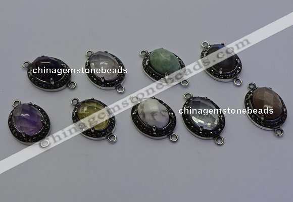 NGC5545 16*20mm oval mixed gemstone connectors wholesale