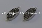 NGC5549 10*22mm - 12*25mm freeform plated druzy quartz connectors