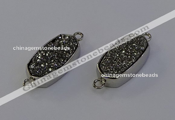 NGC5549 10*22mm - 12*25mm freeform plated druzy quartz connectors