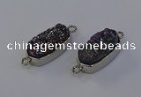 NGC5552 10*22mm - 12*25mm freeform plated druzy quartz connectors