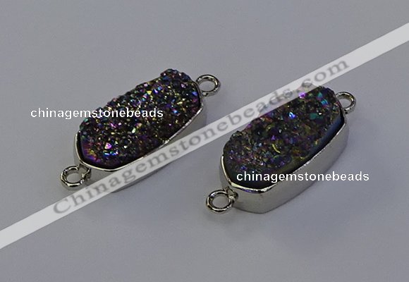 NGC5552 10*22mm - 12*25mm freeform plated druzy quartz connectors