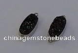 NGC5555 10*22mm - 12*25mm freeform plated druzy quartz connectors