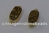 NGC5561 10*22mm - 12*25mm freeform plated druzy quartz connectors