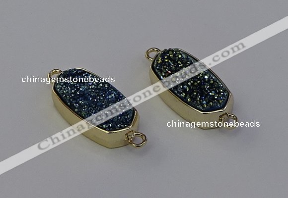 NGC5562 10*22mm - 12*25mm freeform plated druzy quartz connectors