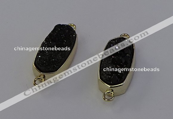 NGC5566 10*22mm - 12*25mm freeform plated druzy quartz connectors