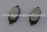 NGC5570 10*22mm - 12*25mm freeform plated druzy quartz connectors