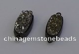 NGC5571 10*22mm - 12*25mm freeform plated druzy quartz connectors